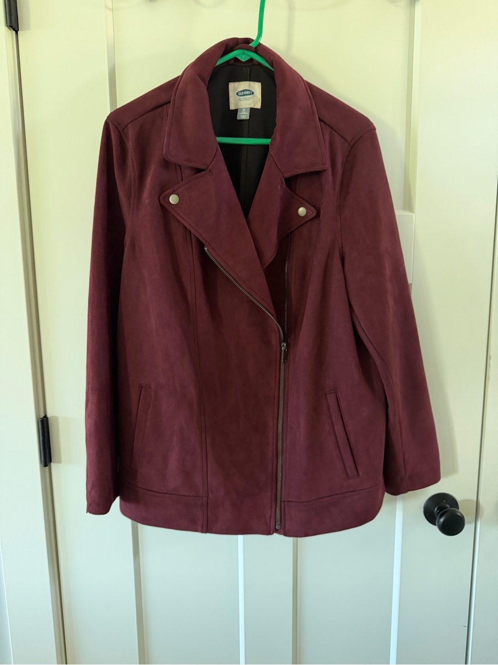 Old Navy Women's Burgundy Suede Moto Jacket Size 2x